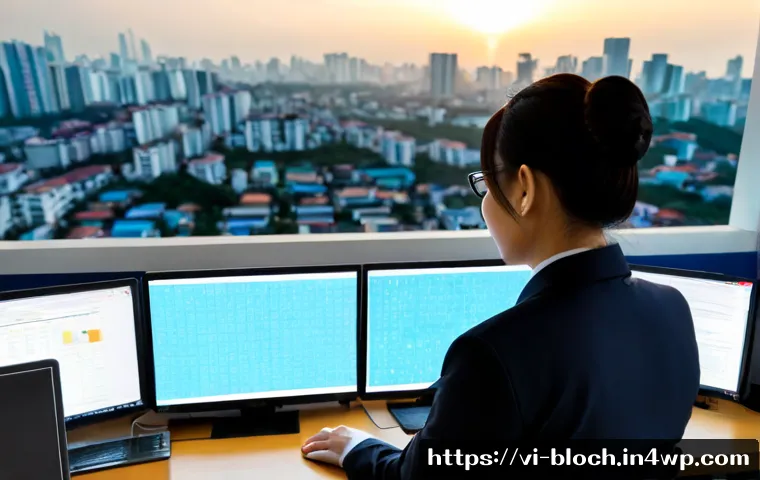 Home 17 블록체인과 데이터 프라이버시 해결 방안 - Photorealistic modern cybersecurity workspace in Ho Chi Minh City, Vietnamese technology professiona...